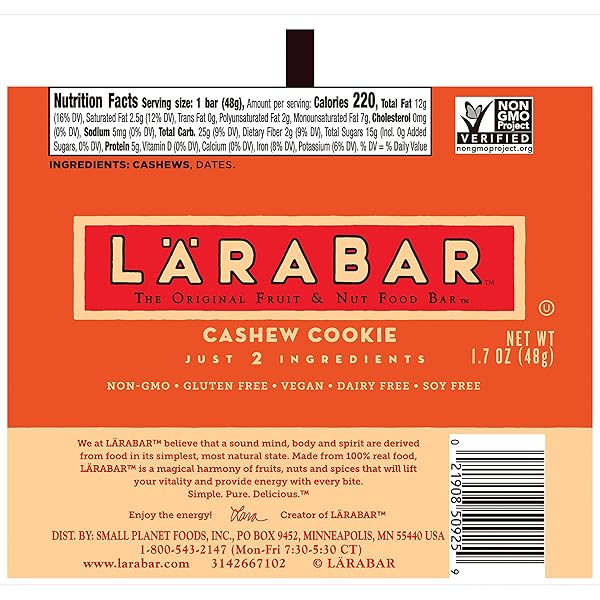 LARABAR VARIETY PACK, GLUTEN FREE VEGAN FRUIT & NUT BARS, 1.7 OZ, 16 CT