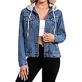 Kedera Denim Jackets for Women with Hood 2025 Long Sleeve Western Outfit Casual Hoodie Jean Jacket