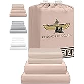 THREADS OF EGYPT 100% Egyptian Cotton Sheets King Size | 400 Thread Count | CEA Gold Seal Certified | Ultra Soft | Cooling for Hot Sleepers | 18" Deep Pocket | King Size [Dune]