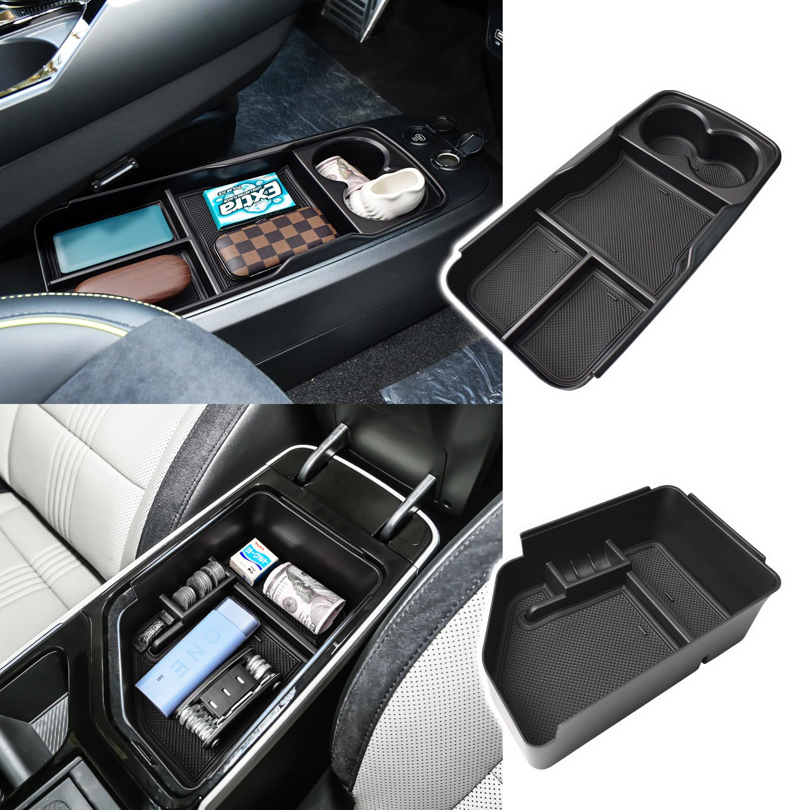 Photo 1 of RUNROAD Center Console Organizer Tray & Lower Organizer Compatible with Kia EV6 2022 2023 2024 Accessories, Middle Console Dividers Armrest Storage Box EV6 GT Line Light Wind Accessories (2pcs)