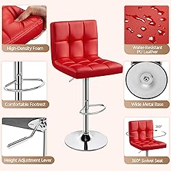 Yaheetech Bar Stools Set of 4, Adjustable PU