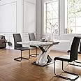 Cherry Tree Furniture High Gloss White Extendable Dining Table 6 to 8-Seater with Stainless Steel Base