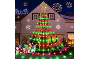 Heceltt Christmas Decorations Lights 344 LED 12FT Christmas Lights Outdoor with 9 Strands Waterfall Lights 8 Modes IP65 Waterproof for Xmas Yard Garden Holiday Wedding Party