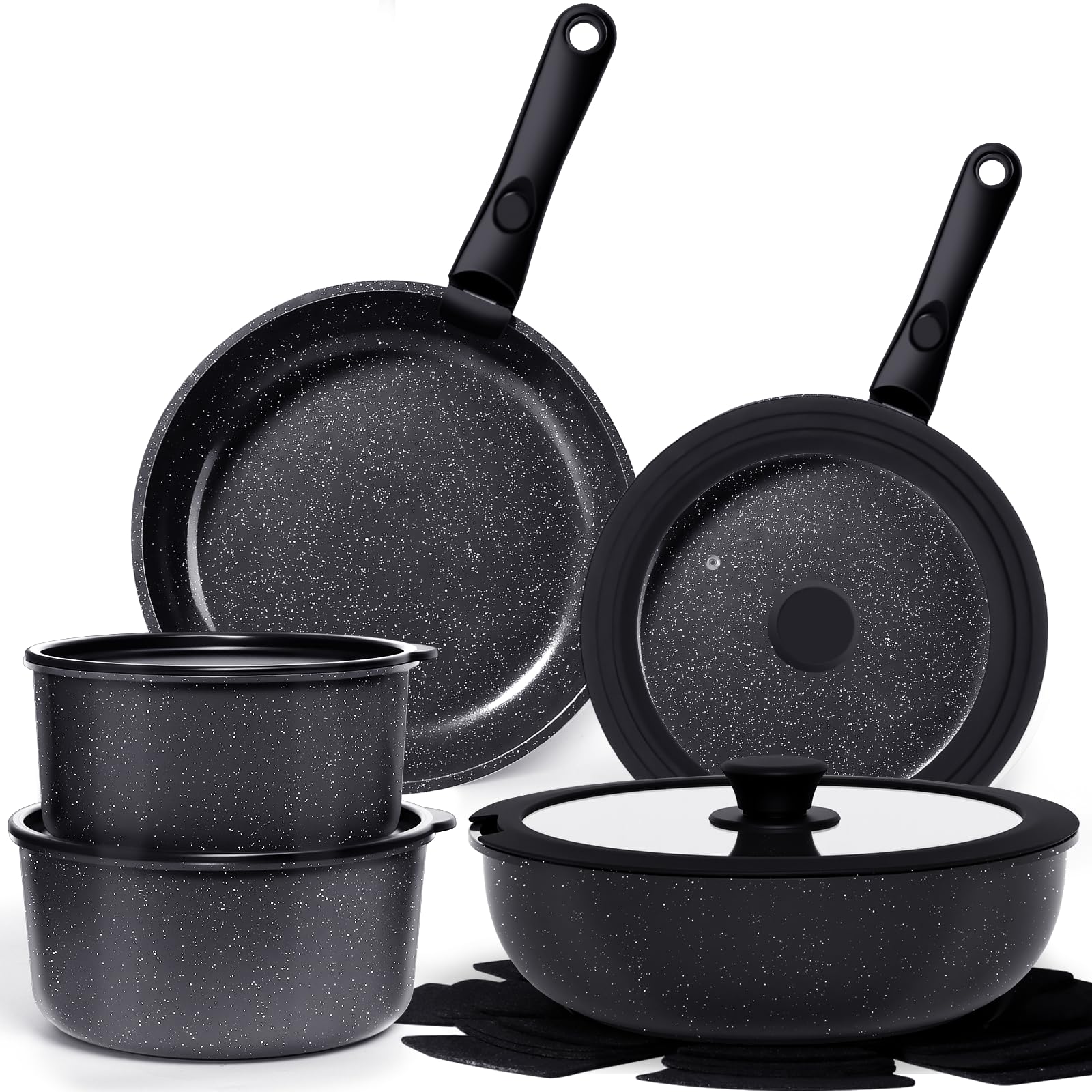 Photo 1 of GiPP Ceramic Pots and Pans Set Non Stick, Nonstick Detachable Handle Cookware Sets, Healthy Non Toxic PFAS PFOA & PTFE Free, Dishwasher ?Oven Safe, Induction Kitchen Pot and Pan, 15 Piece Grey