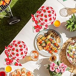 Whaline 96Pcs Strawberry Tableware Set Cute Fruit