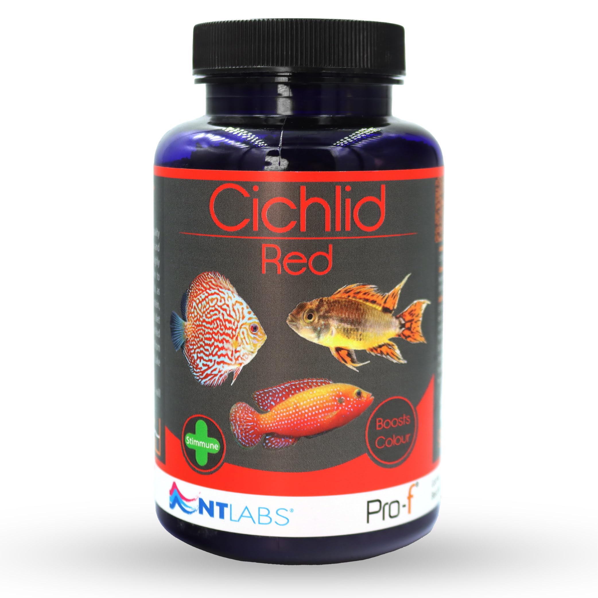 NT Labs Pro-f Cichlid Red, Food For Central and South America Cichlids Including Discus, Floating & Sinking Granule, Nutritious Fish Feed (95g)