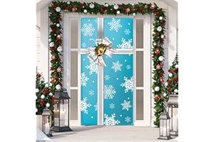 Tiamon Christmas Door Cover Xmas Door Decorations Christmas Gift Box Present Door Cover Winter Holiday Door Cover Sign Christmas Hanging Ornaments for New Year Party 71 x 35 Inch(Snowflake)