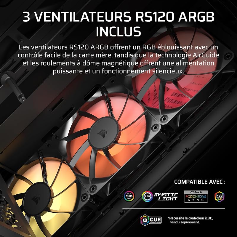 3200D RS ARGB Boîtier PC Moyen Tour – 3 Ventilateurs Inclus – Noir
