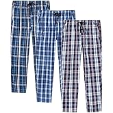 MoFiz Men's Pajama Bottom Pants Sleepwear Lounging Relaxed House PJS Pants with Drawstring Button Fly 3-Pack