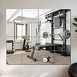 FICTOR Home Gym Mirror Tiles,14"X12"X16pcs Wall