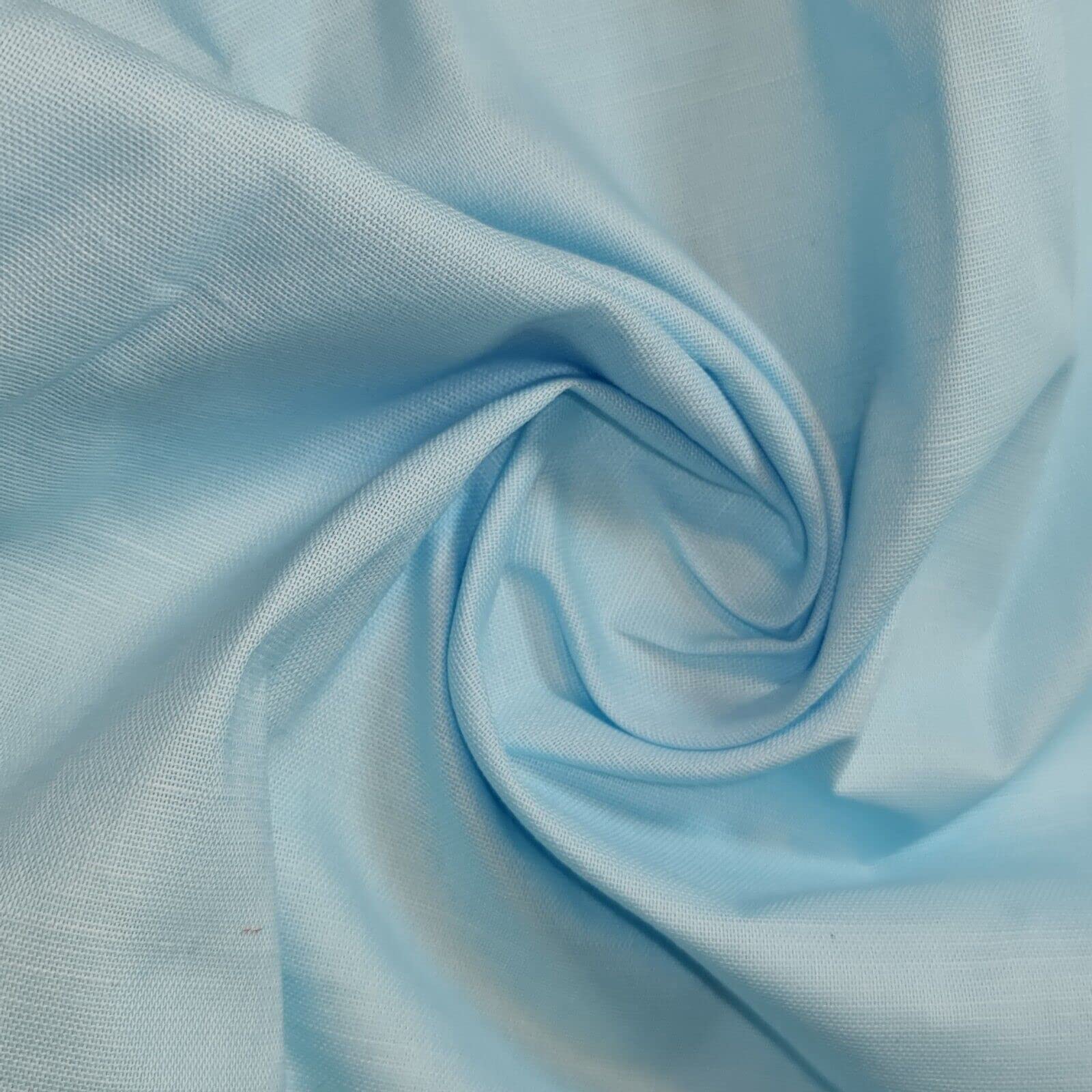 100% Cotton Rich Linen Poplin Dress Craft Fabric Material 58'' - 150 cm Wide Sold As 1 Meter Pre - Cut Lengths (Available in 13 Colours) (Ice Blue) (IN10)