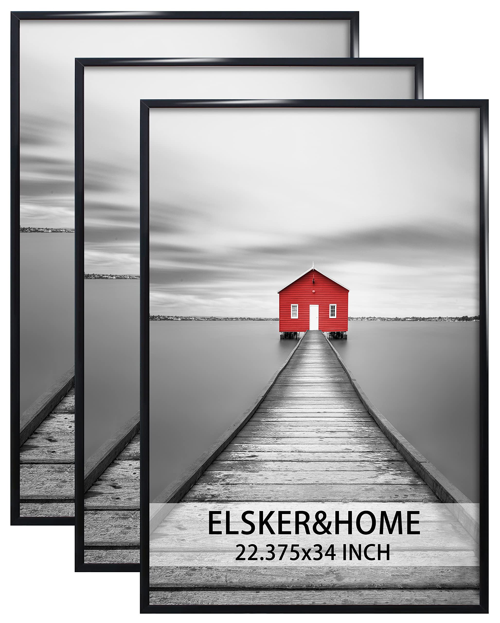 Photo 1 of ELSKER&HOME 22.375 x 34 Poster Frame 3 Pack, Black Picture Frame for Horizontal or Vertical Wall Mounting, Sturdy and Scratch-proof