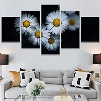 SIGNWIN 5 Panel Canvas Wall Art Modern Art Bohemian Bouquet Colorful Cool Floral Group Multicolor Photography Realism for Home Decorations Ready to Hang - 60