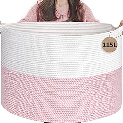 INDRESSME 115L Extra Large Pink Laundry Basket for
