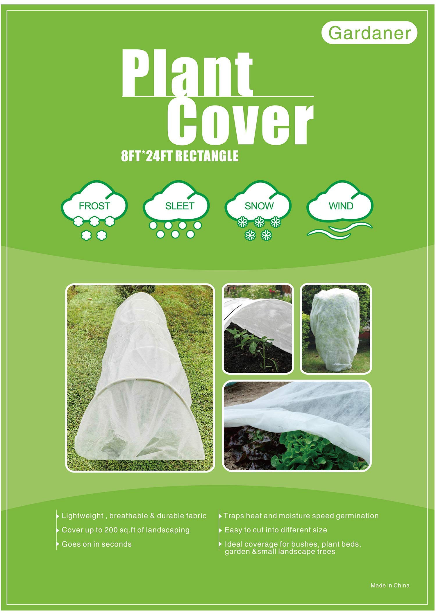 Gardaner Plant Covers Freeze Protection 0.9oz 8Ft x 24Ft Rectangle