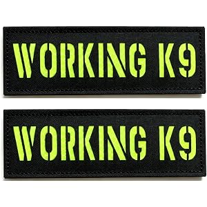 2 Pieces Black Green Working k9 Reflective Laser Cut Tactical Patches with Hook Backing for Service Animal Vests, Harnesses (