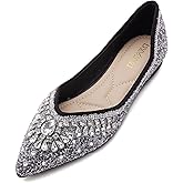 ZQKSEOHS Flats Shoes Women Rhinestone Sequin Wedding Pointed Toe Dress Flat Shoes Comfortable Flats for Women Dressy