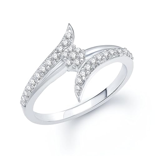 H Shaped (Cz) Rhodium Plated Ring For Women - Fr1022R [Vkfr1022R]