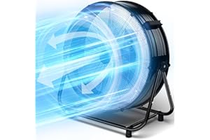 Uthfy 14000CFM Heavy Duty Industrial Drum Fan, 30 Inch High Velocity Floor Fan with 360° Tilt, 2 Casters,Handle,3 Speeds 550W Garage Fan for Shop,Patio,Yard,Commercial,Workshop,Factory