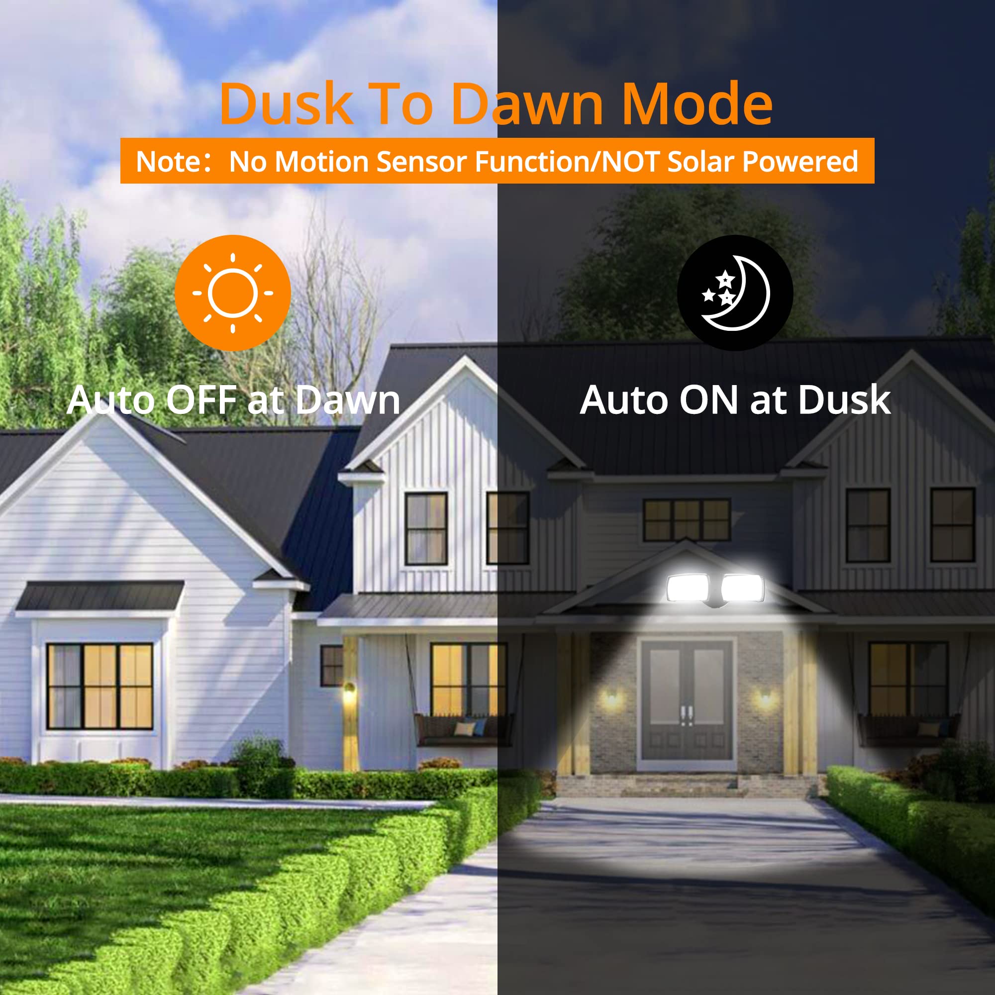 UME 2-Pack 19W Dusk to Dawn LED Security Light Outdoor, 2 Adjustable Head, 2000LM, 5000K, IP65 Waterproof, Super Bright Flood Light with Photocell for Garage,Yard,Exterior,Entryway(Black)