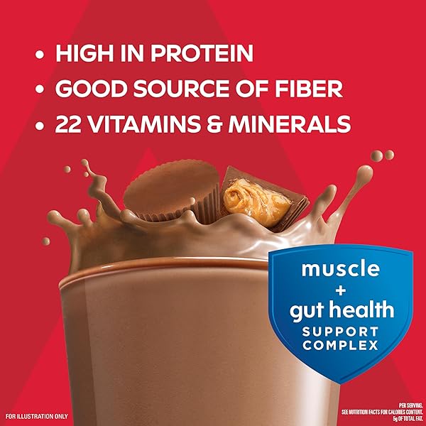ATKINS STRONG HIGH PROTEIN SHAKE, CHOCOLATE PEANUT BUTTER, 30G PROTEIN, 7G PREBIOTIC FIBER, MUSCLE & GUT HEALTH SUPPORT COMPLEX, 4 COUNT