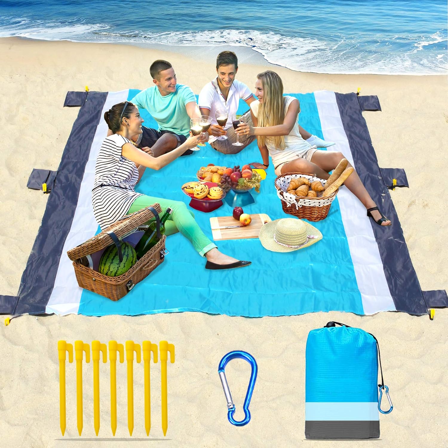 Beach Blanket79 X 83" Sandproof Waterproof Lightweight Portable Beach