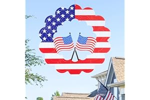 VESTCDF Hanging Wind Spinners Outdoor Decor, American Flag Wind Spinner, 12 inch 3D Wind Sculptures for Garden and Yard, Wind Spinner for Independence Day Gift