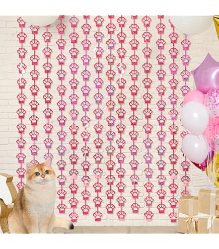 Meow Let's Pawty Banner - Gold-glitzernde Katzengeburtstags-Deko Zum Selbstbasteln