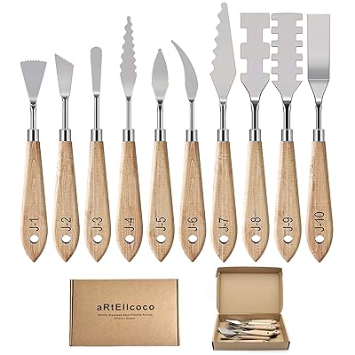 Buy 10pcs Palette Knife Set Painting Mixing Scraper Stainless Steel Palette Knife With Different Scrape And Sizes Wood Handle Mix Shape Online In Greece B08r2bqpxb
