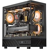darkFlash DS950 ATX Mid-Tower Gaming PC Case, Black | Dual Tempered Glass Side Panels, 3 PWM ARGB Fans, USB-C Front I/O, 360mm Radiator Support, with Dust Filters