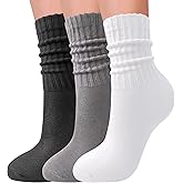 Elapse Space 3 Pairs Slouch Socks for Women Soft Mid Calf Rib Scrunch Crew Tube Socks
