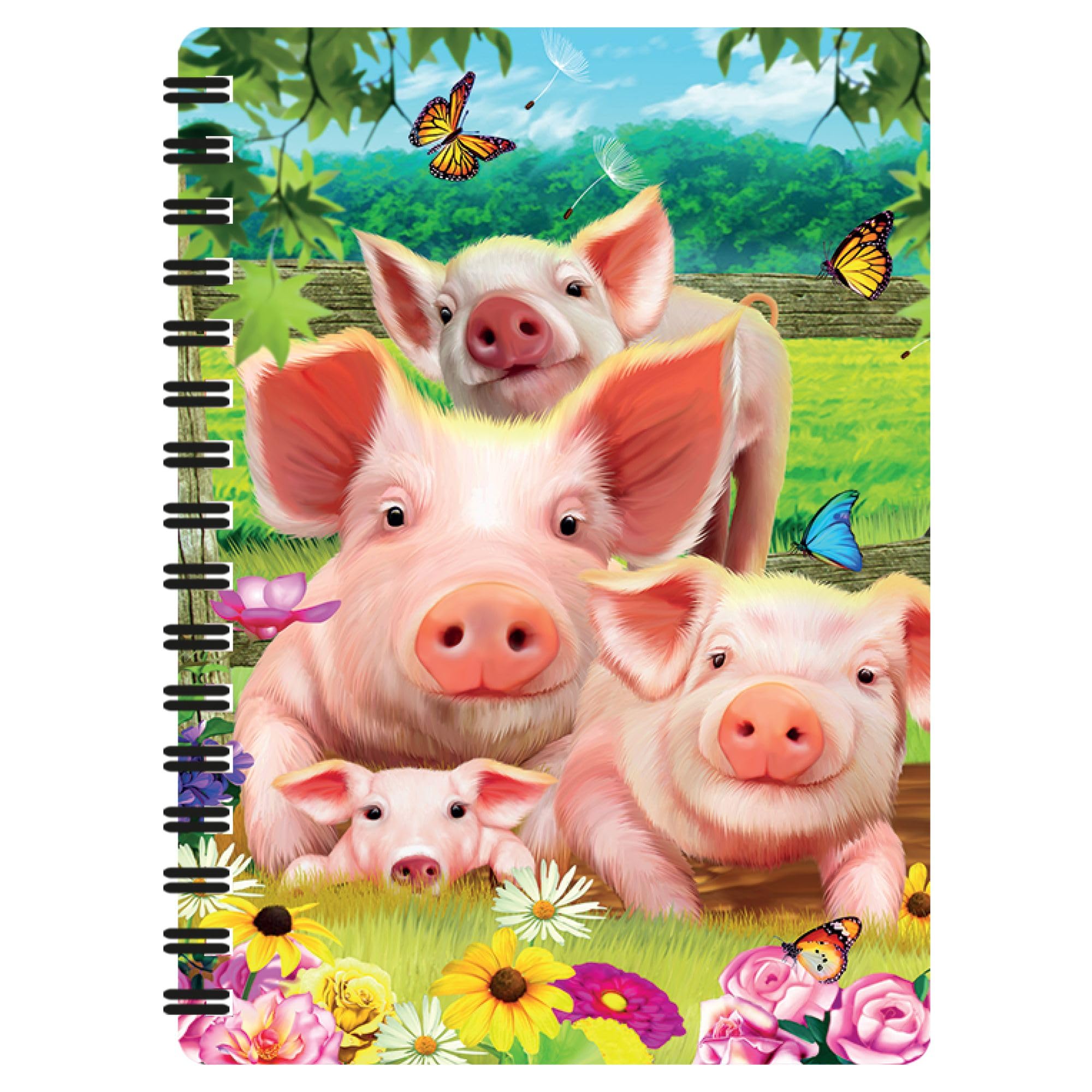 3D LiveLife Jotter - Pig Pen from Deluxebase. Lenticular 3D Cute A6 Spiral Notebook with plain recycled paper pages. Artwork licensed from renowned artist Michael Searle