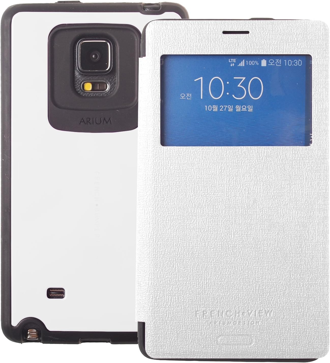 Note Edge Case, [Drop Protection] French Bumper [View Window] Flip Cover [Shock Absorption] CaseTPU Jelly + Synthetic Leather for Galaxy Note Edge N9150 (White)