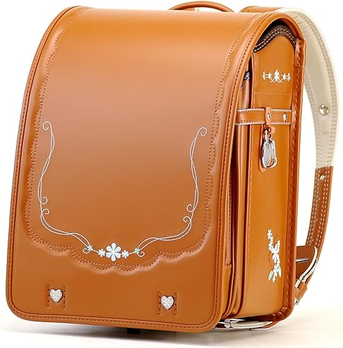 Amazon Co Jp フィットちゃん 18 ナチュラルフラワーランドセル 女の子 1191 日本製 フラットファイル対応 軽量 6年保証 キャメル ブラウン シューズ バッグ
