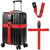 Chelmon Luggage Straps TSA Approved for Suitcases with Luggage Lock, Heavy Duty Adjustable Buckle Belt Anti Burst, Bright Colors Easy to Identify
