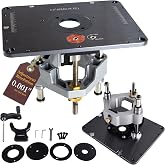 O'SKOOL Precision Aluminum Router Lift Kit for 3.5-Inch Router Motors | Router table lift system with 0.001 in fine height adjustment, 9-1/4 x 11-3/4 insert plate, and five insert rings