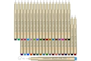 CHARSOCO 01 Micro Pen, Fine Point Pen with 36 Colors, Waterproof Archival Ink, 0.25mm Fineliner Ink Pens for Artist Illustration, Sketching, Anime, Manga, Technical Drawing and Scrapbooking