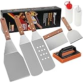 ROMANTICIST 8pc Professional Stainless Griddle Accessories Kit | Heavy duty grill accessories kit for hibachi flat top outdoor cooking. Professional grade BBQ tools gift for birthday wedding
