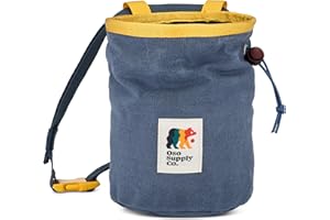 Oso Supply Co - Waxed Canvas Chalk Bag - Zipper Pocket & Mesh Pouch for Bouldering, Rock Climbing, Gym, Weightlifting – Water-Resistant, Adjustable Belt, Wide Opening