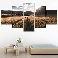 SIGNWIN 5 Panel Canvas Wall Art Modern Art Country Dramatic Global Landscape Multicolor Photography for Home Decorations Ready to Hang - 60
