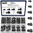 Vifmy Metric Black Nylon Acorn Nuts Assortment Kit,M3 M4 M5 M6 M8 M10 155PCS UNC Cap Nuts Sets,Nut Caps for Bolt,Dome Head Hex Nuts for Indoor Outdoor