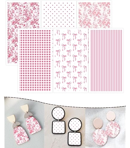 Papier Transfert Saint Valentin OLYCRAFT - 24 Feuilles Motifs Cœur Pour Pâte Polymère