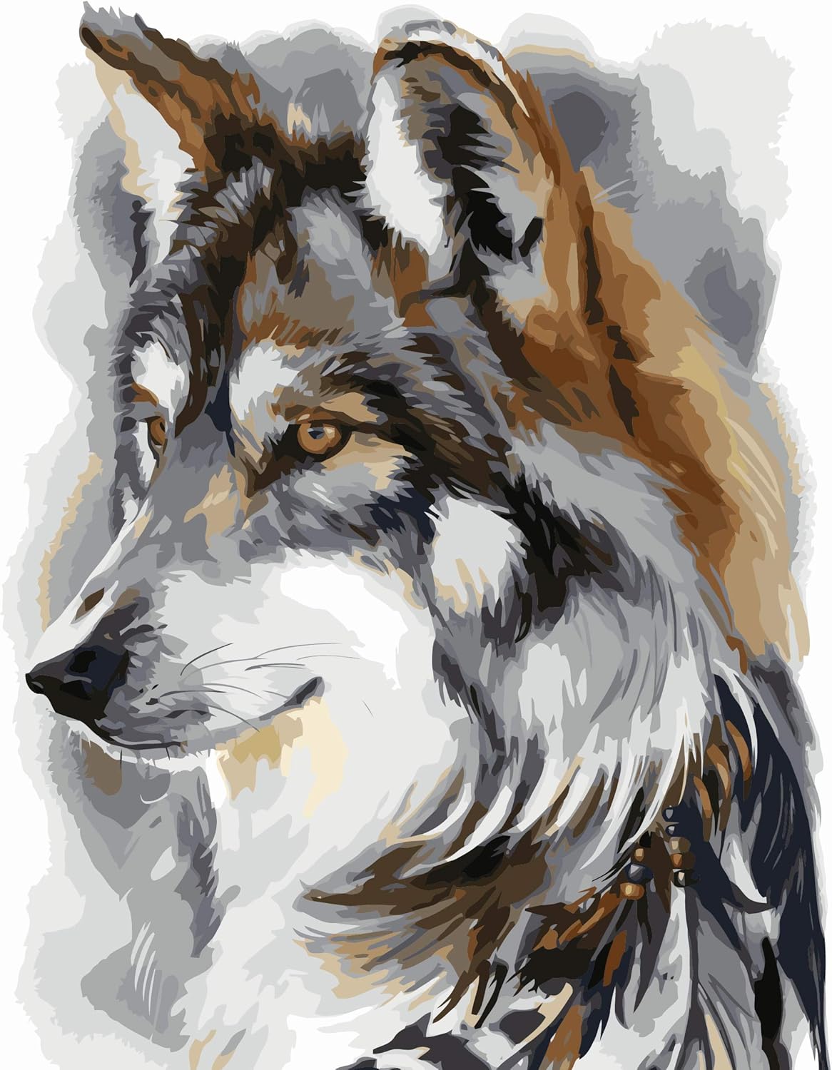FAVOREADS Paint by Numbers Kit: Wolf Spirit | DIY Canvas Painting for ...