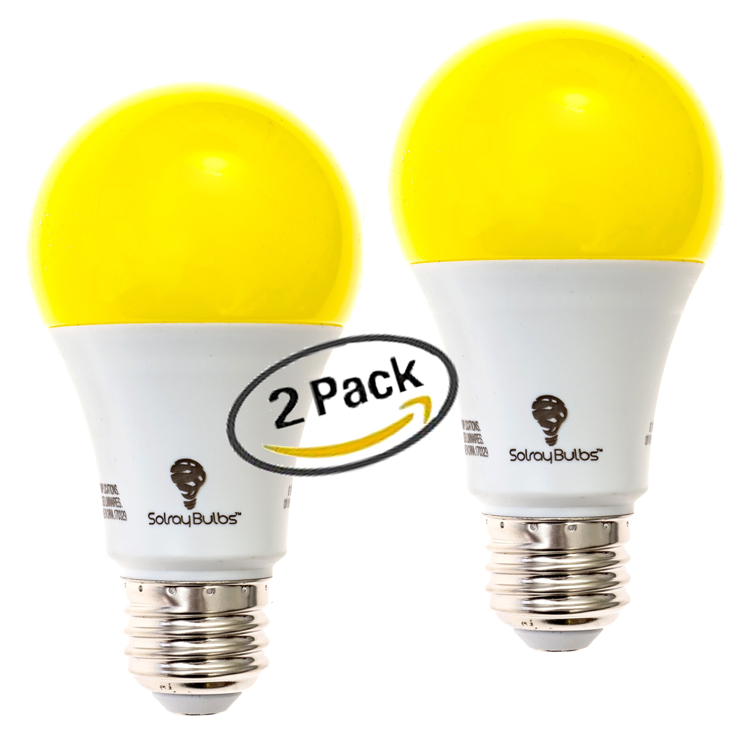 Solray Amber Yellow LED Bug Light Bulb 2Pack No Blue Light Outdoor 650