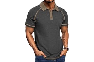 Gleam Ledra Polo Shirts for Men Basic Short Sleeve Shirt Button Solid Color Casual Tees Golf Stylish Tops