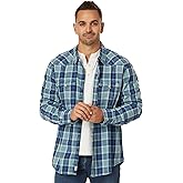 Lucky Brand Mens Plaid Indigo Western Long Sleeve Shirt