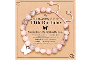 UNGENT THEM 6-16 Year Old Girls Birthday Butterfly Gifts, Butterfly Natural Stone Bracelet for Daughter Granddaughter Niece