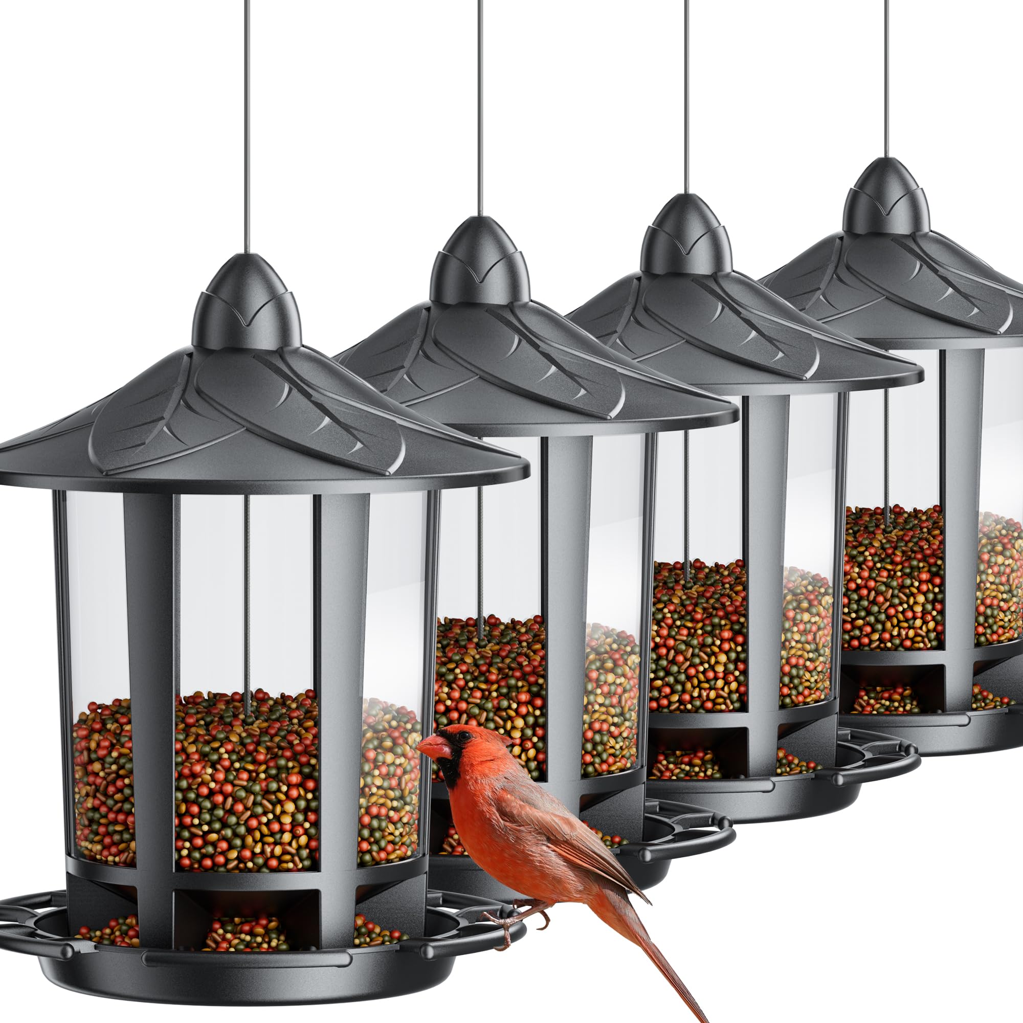 Photo 1 of Birdream 4 Pack Bird Feeders for Outdoor Hanging, Classic Castle Design Fun Assembly Bird Feeder, Attracting Wild Birds Cardinals Goldfinches Chickadees Finches Sparrows