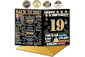 19th Birthday Card with Envelope,19th Birthday Decorations for Her Him,Birthday Gifts for Daughter Son,Happy Birthday Cards F