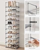 SONGMICS 10-Tier Metal Shoe Rack Storage Organiser Grey 30 x 45 x 174 cm view 7